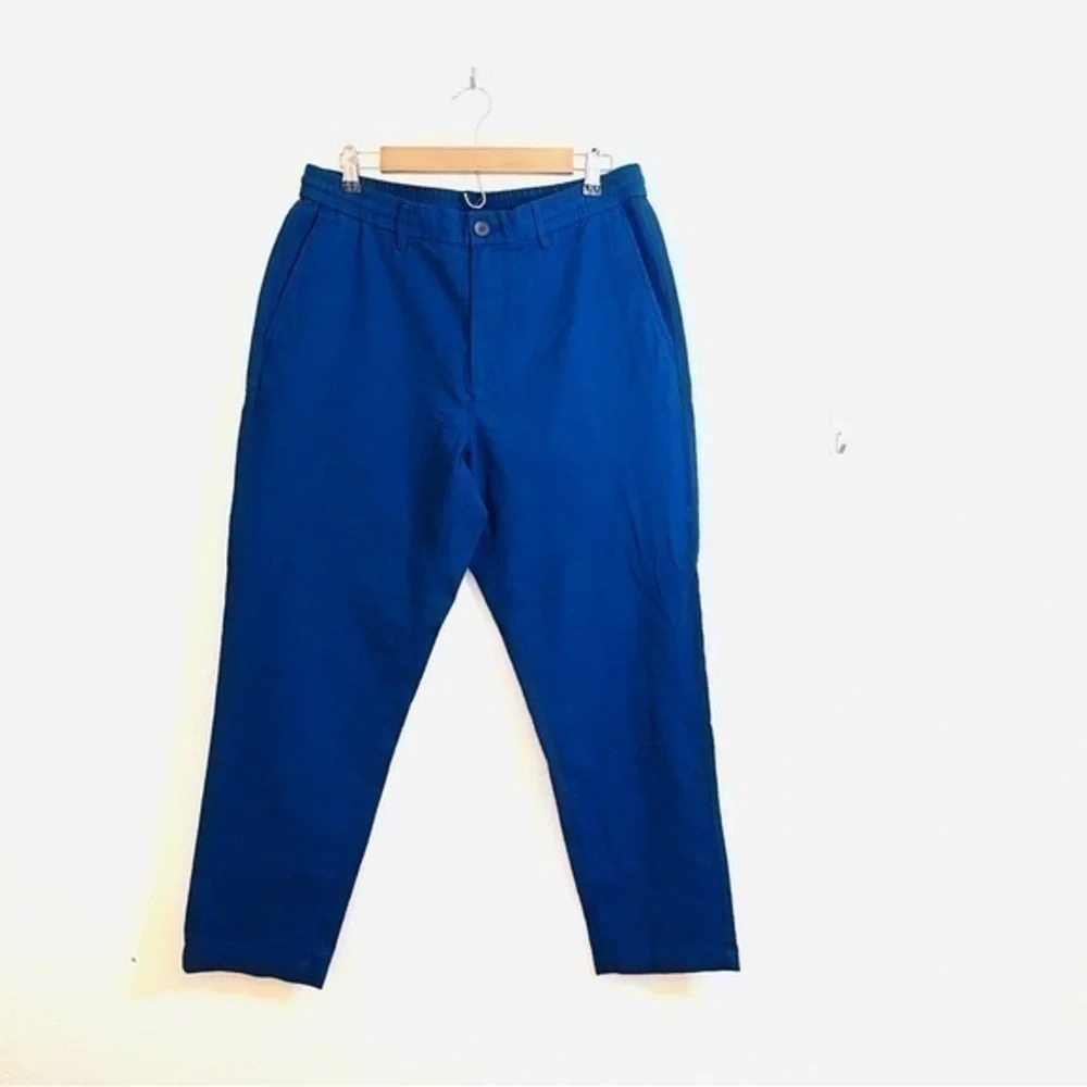 Banana Republic Athletic Fit Hi-Rise Seersucker Pants Men Size 34 Blue Pockets